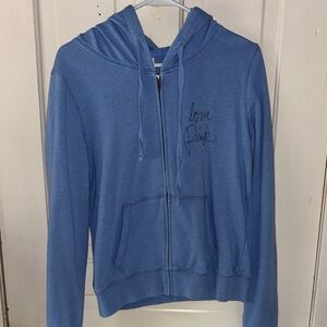 PINK Victoria's Secret Light Blue Full Zip Hoodie